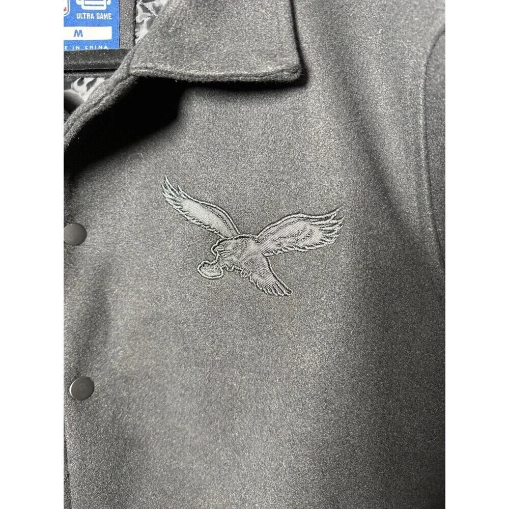 Philadelphia Eagles NFL Ultra Game Men's Triple Black Jacket Coat $160 Tag (MED)